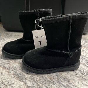 Cherokee Black Faux Fur Lined Toddler Boots Size 7 NWT